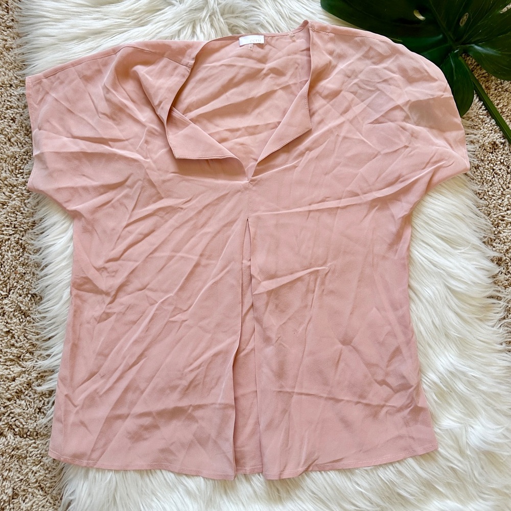 Ecru Blush Pink V-Neck Blouse - Picture 1 of 4